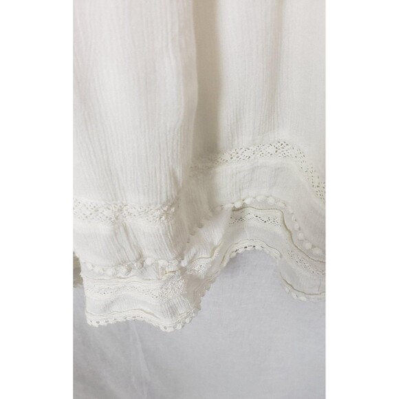 Roaman's Blouse Womens 32W White Embroidered Floral Boho Peasant Tunic Rayon Top - Picture 8 of 11